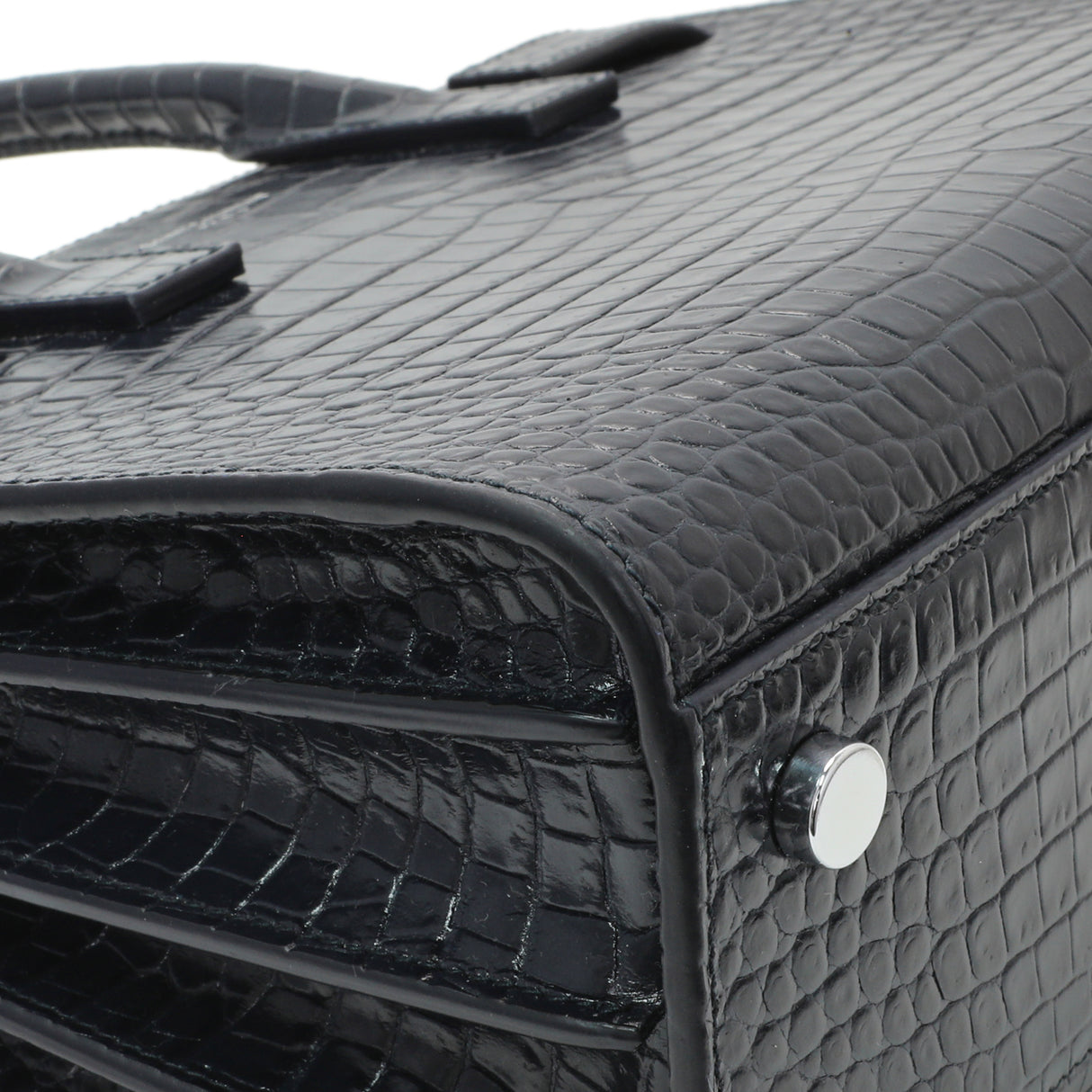 Saint Laurent Calfskin Crocodile Embossed Nano Sac De Jour Handbags Saint Laurent