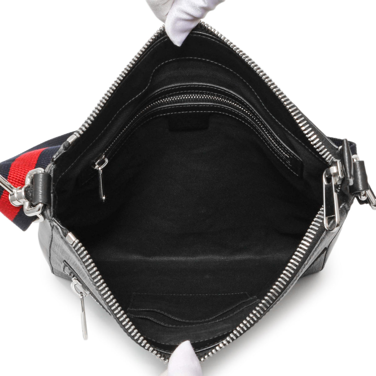 Gucci GG Supreme Monogram Web Flat Messenger Bag Handbags Gucci