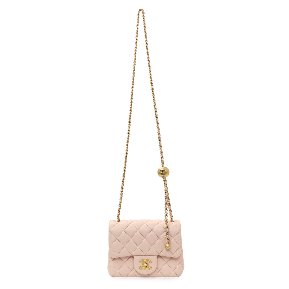 Chanel Pink Quilted Lambskin Mini Pearl Crush Flap Handbags Chanel