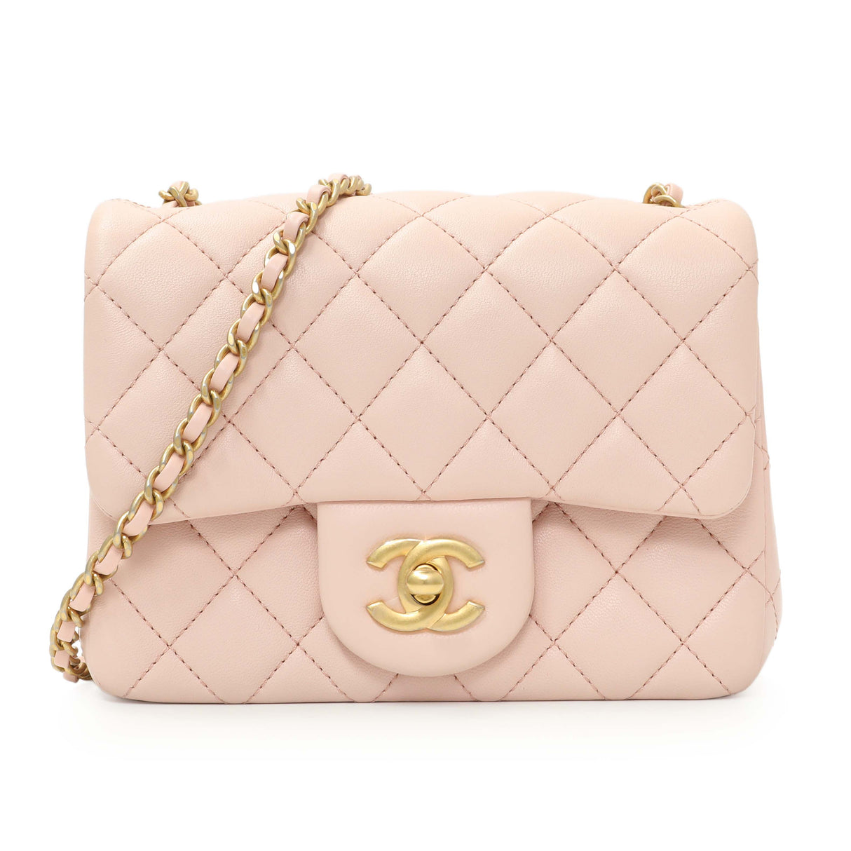 Chanel Pink Quilted Lambskin Mini Pearl Crush Flap Handbags Chanel