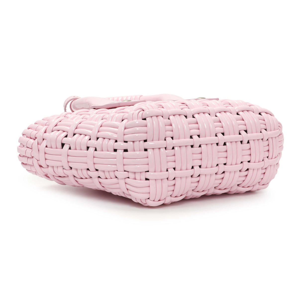 Balenciaga Pink Faux Calfskin Braided Varnished XXS Bistro Basket Handbags Balenciaga
