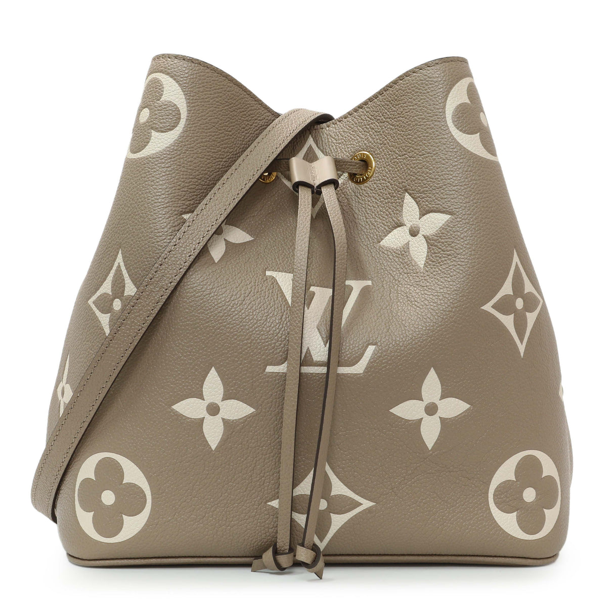 Louis Vuitton Tourterelle Creme Empreinte Monogram Giant NeoNoe MM Handbags Louis Vuitton