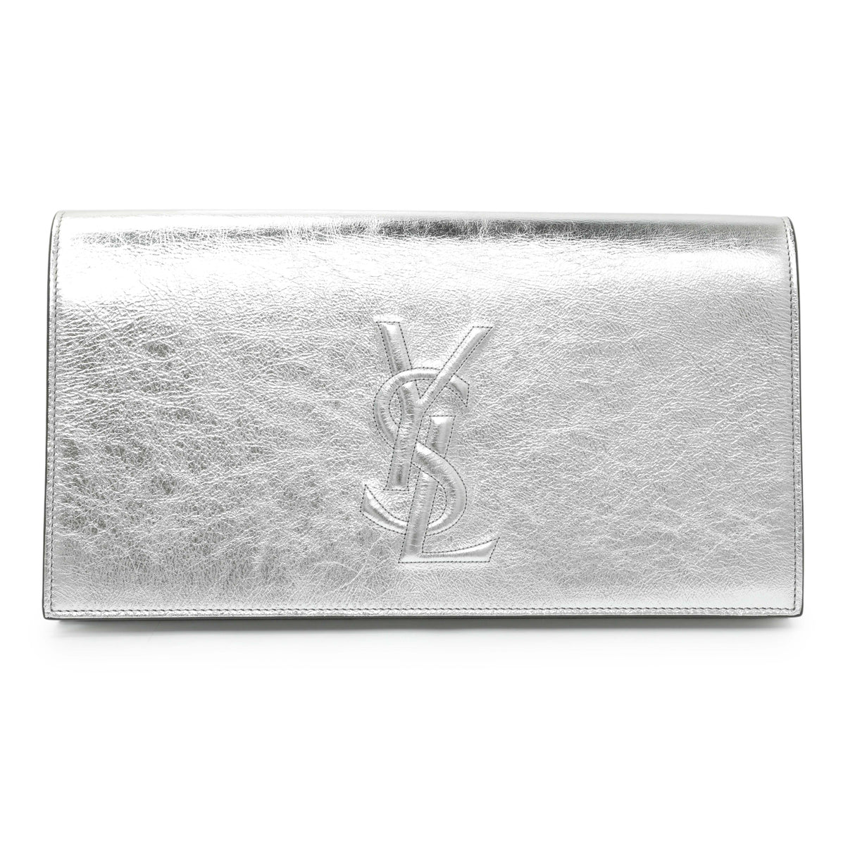 Saint Laurent Metallic Silver Belle De Jour Large Clutch