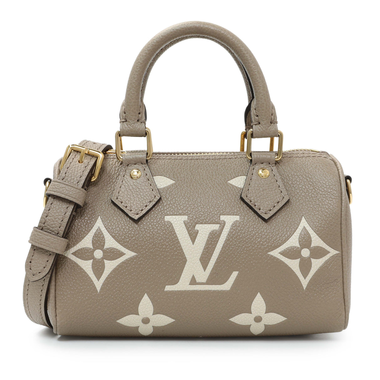 Louis Vuitton Tourterelle Grey/Cream Empreinte Giant Monogram Nano Speedy Handbags Louis Vuitton