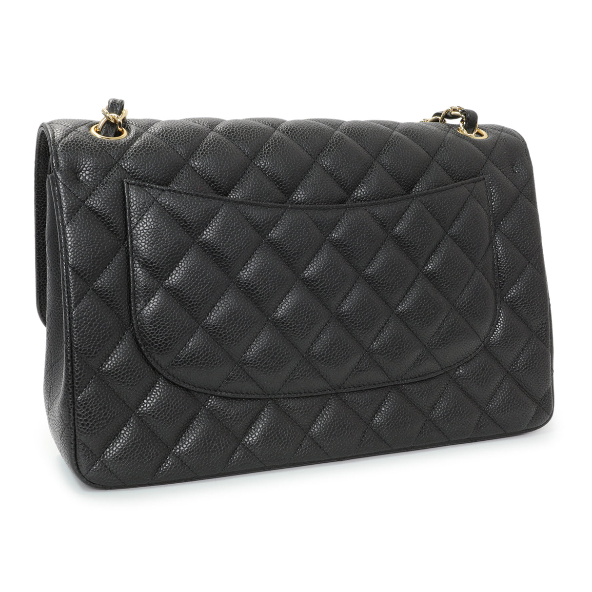 Chanel Black Quilted Caviar Jumbo Double Flap Handbags Chanel
