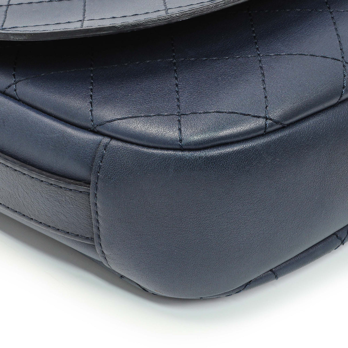 Chanel Blue Calfskin Stitched Messenger Flap Bag Handbags Chanel