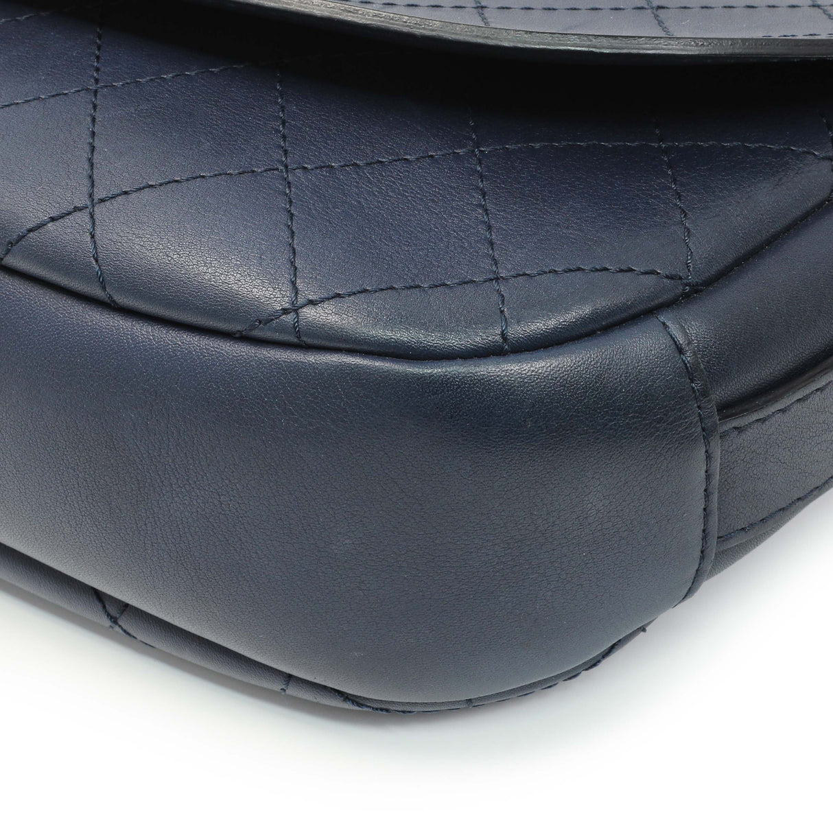 Chanel Blue Calfskin Stitched Messenger Flap Bag Handbags Chanel