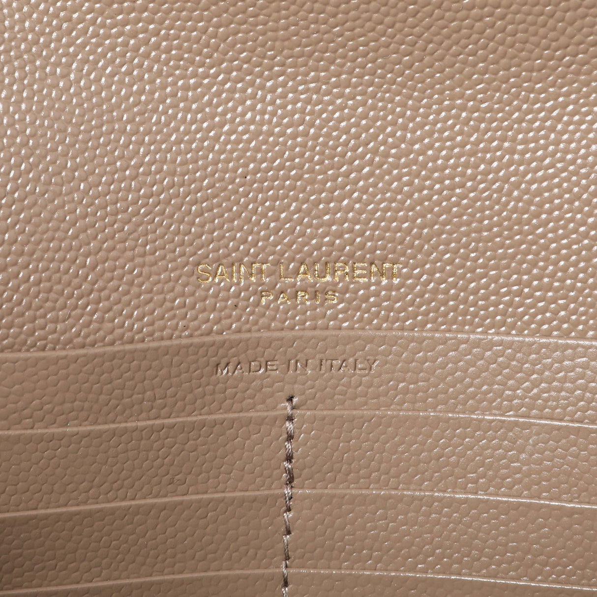 Saint Laurent Dark Beige Grain De Poudre Cassandre Chain Wallet