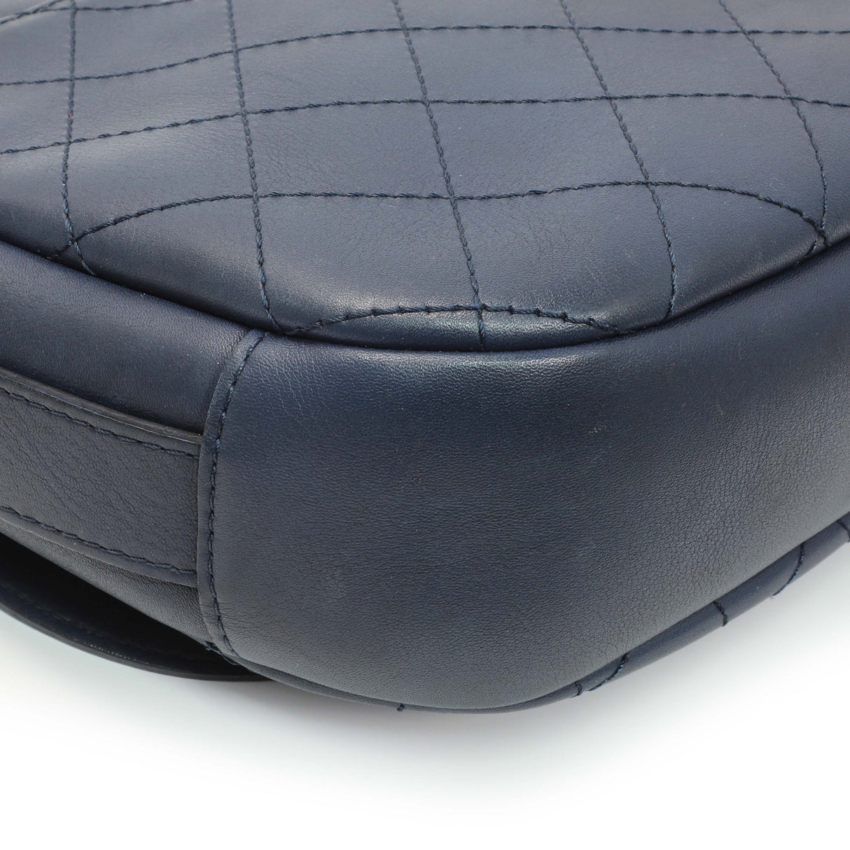 Chanel Blue Calfskin Stitched Messenger Flap Bag Handbags Chanel