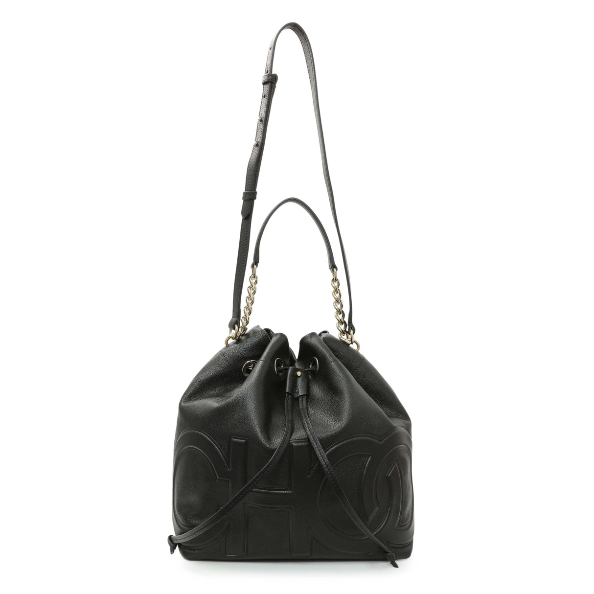 Jimmy Choo Black Nappa Leather Juno Solid Drawstring Bucket Bag Handbags Jimmy Choo
