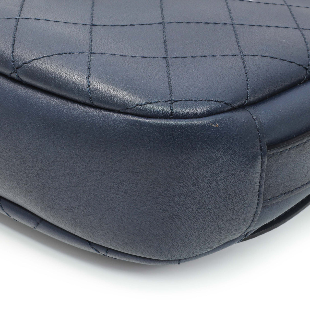 Chanel Blue Calfskin Stitched Messenger Flap Bag Handbags Chanel