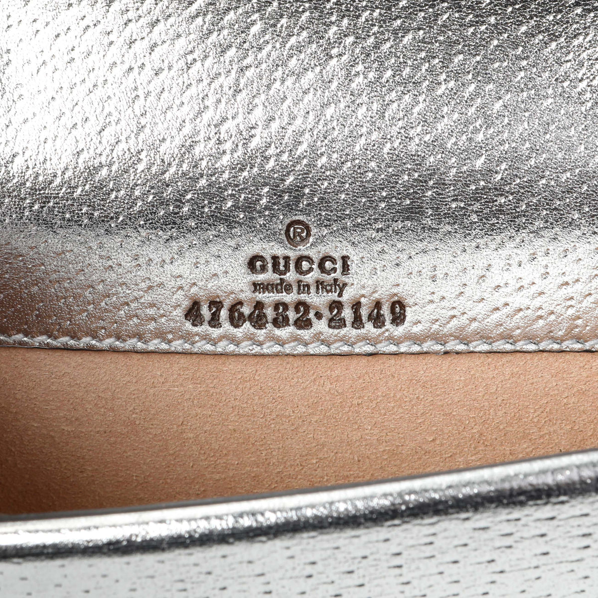 Gucci Silver Metallic Calfskin Super Mini Dionysus Shoulder Bag Handbags Gucci