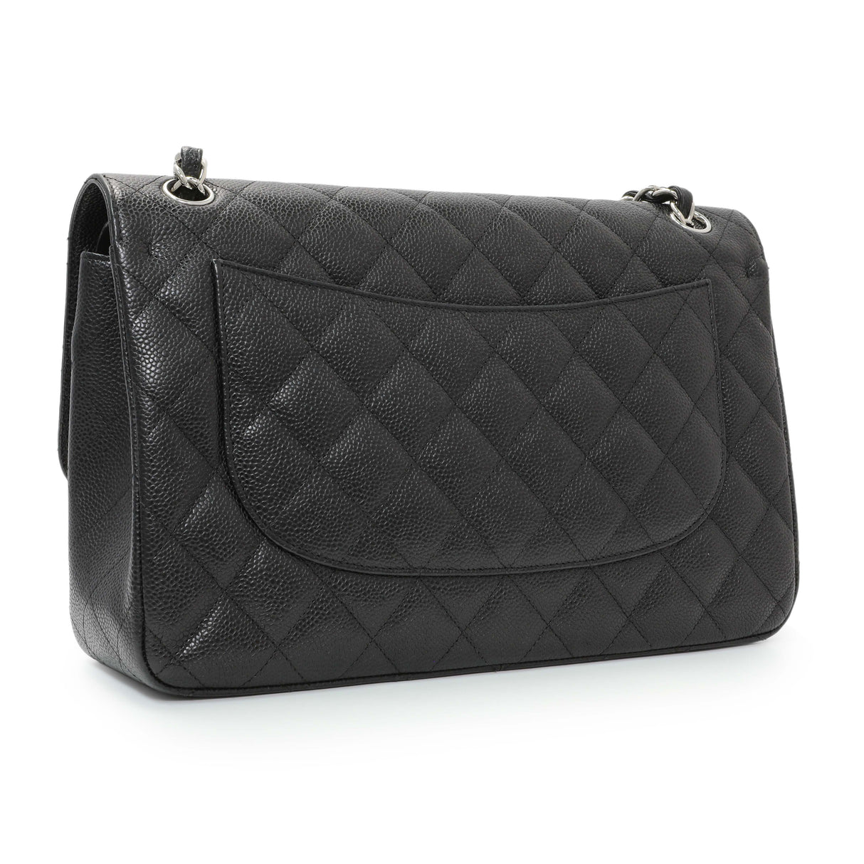 Chanel Black Quilted Caviar Jumbo Double Flap