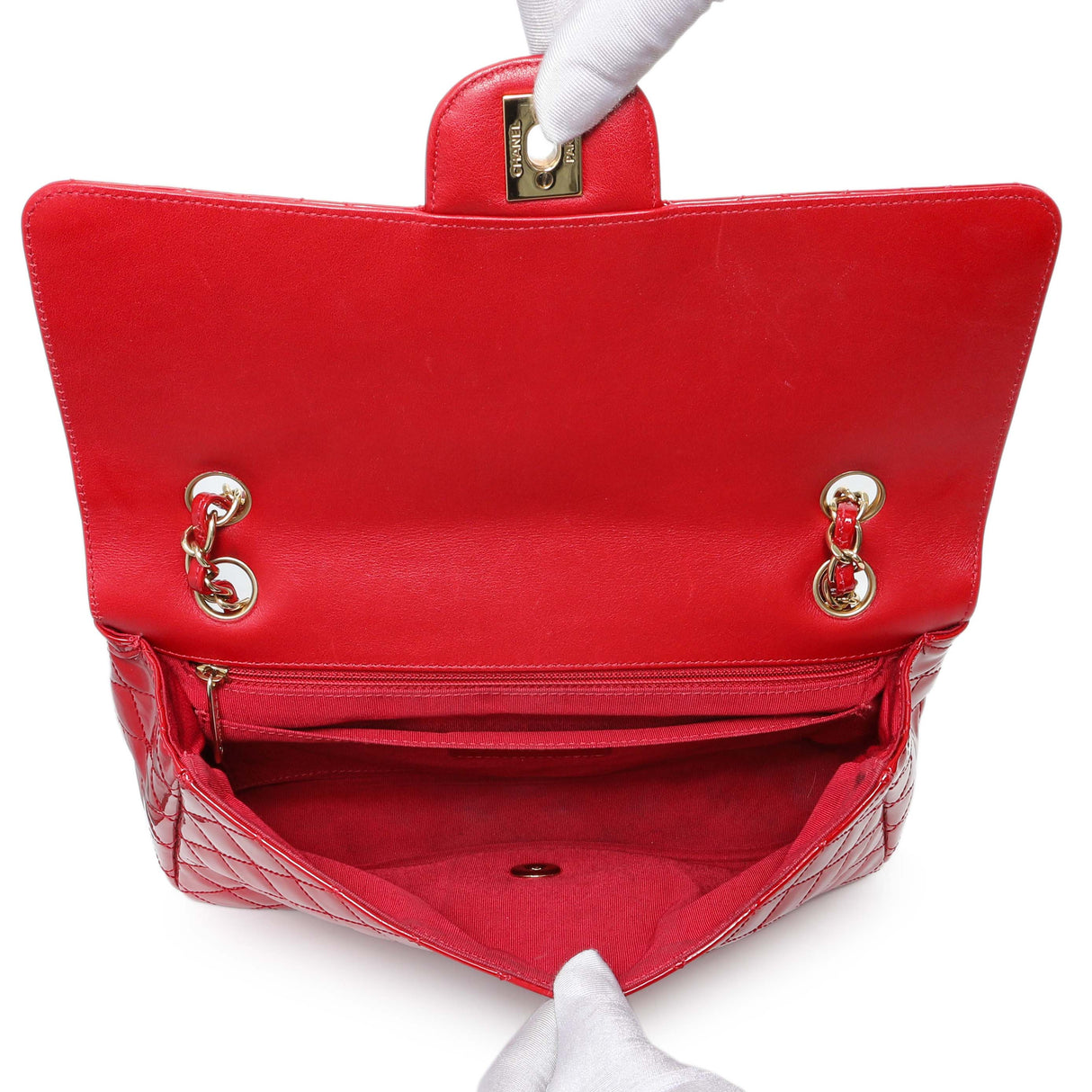 Chanel Red Patent Quilted Valentine Flap