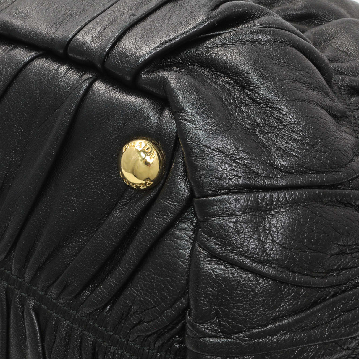 Prada Black Nappa Leather Gaufre Tote Handbags Prada