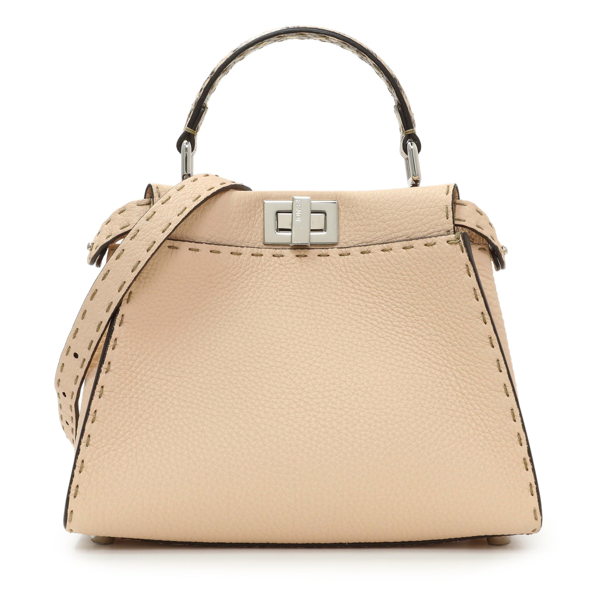 Fendi Plaster Cuoio Romano Snakeskin Selleria Mini Peekaboo Iconic Satchel Handbags Fendi