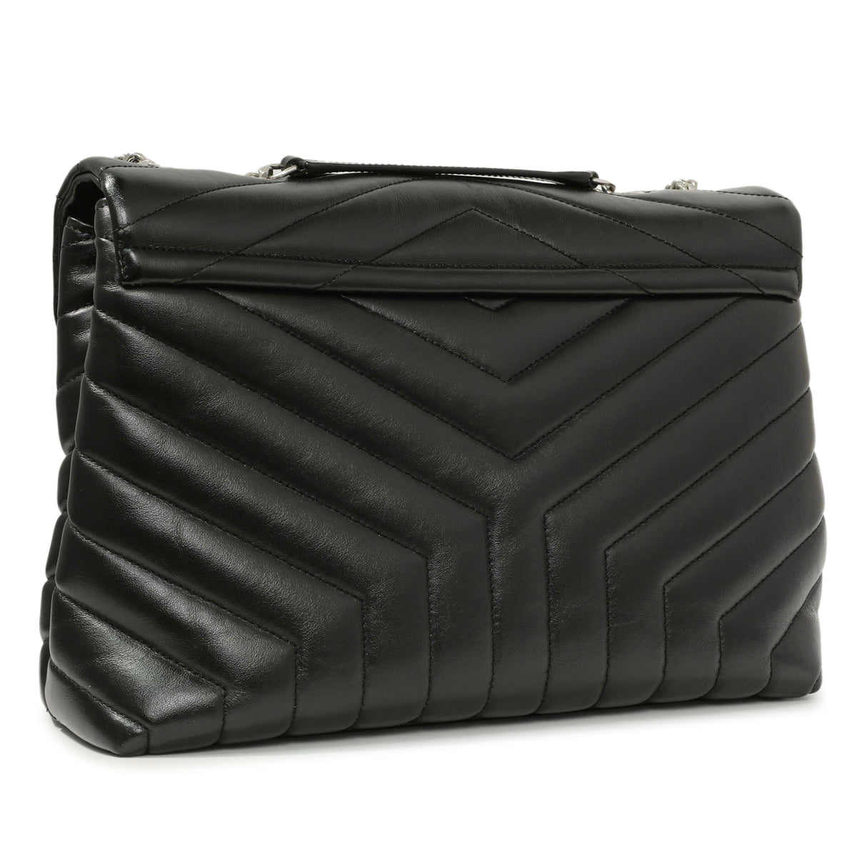 Saint Laurent Black Calfskin Y Quilted Monogram Medium Loulou Chain Satchel Handbags Saint Laurent