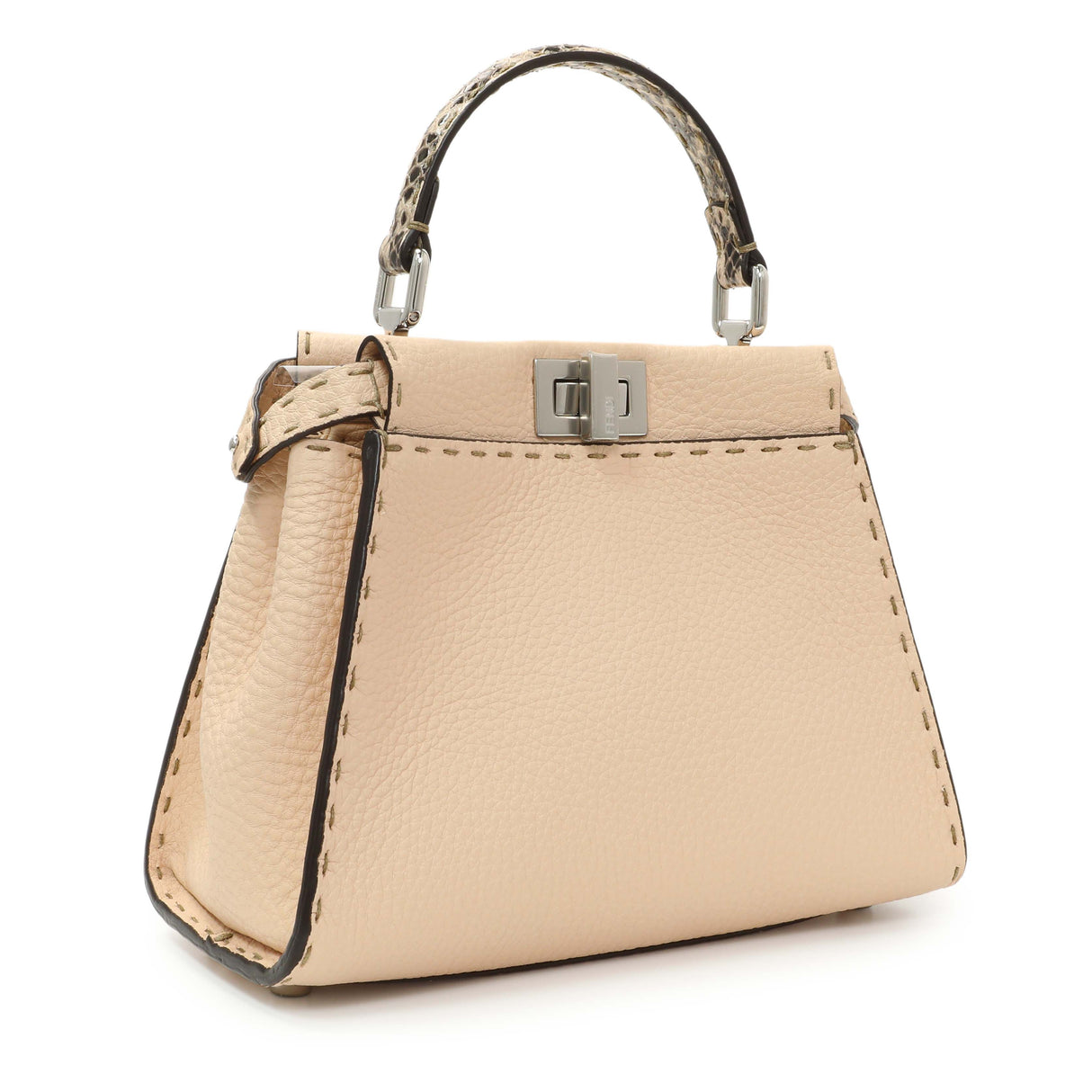 Fendi Plaster Cuoio Romano Snakeskin Selleria Mini Peekaboo Iconic Satchel Handbags Fendi