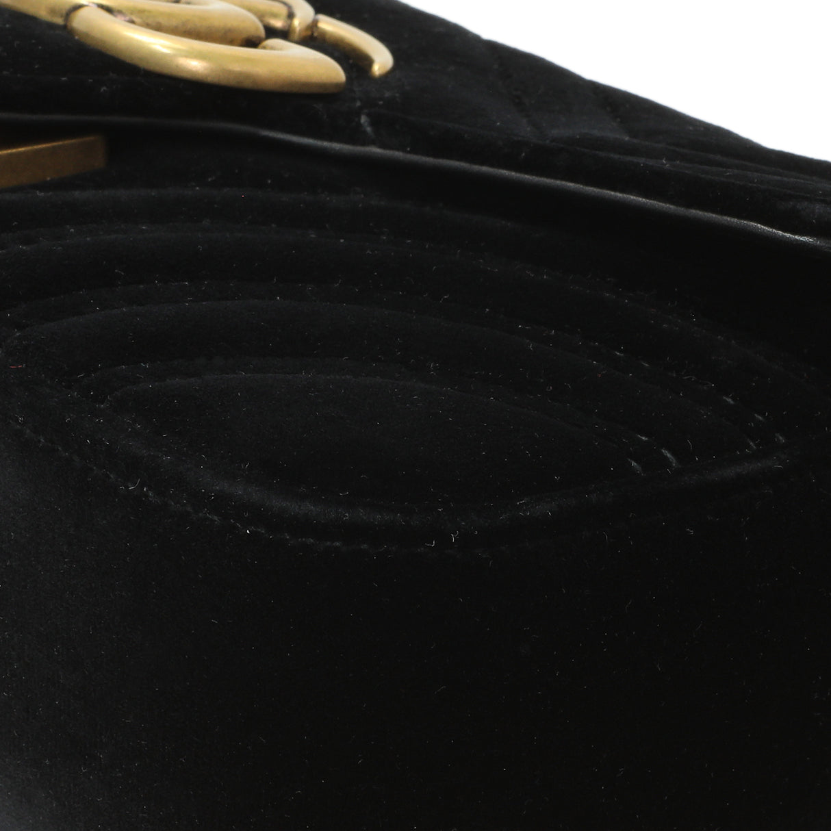 Gucci Black Velvet Matelasse Mini GG Marmont Shoulder Bag Handbags Gucci