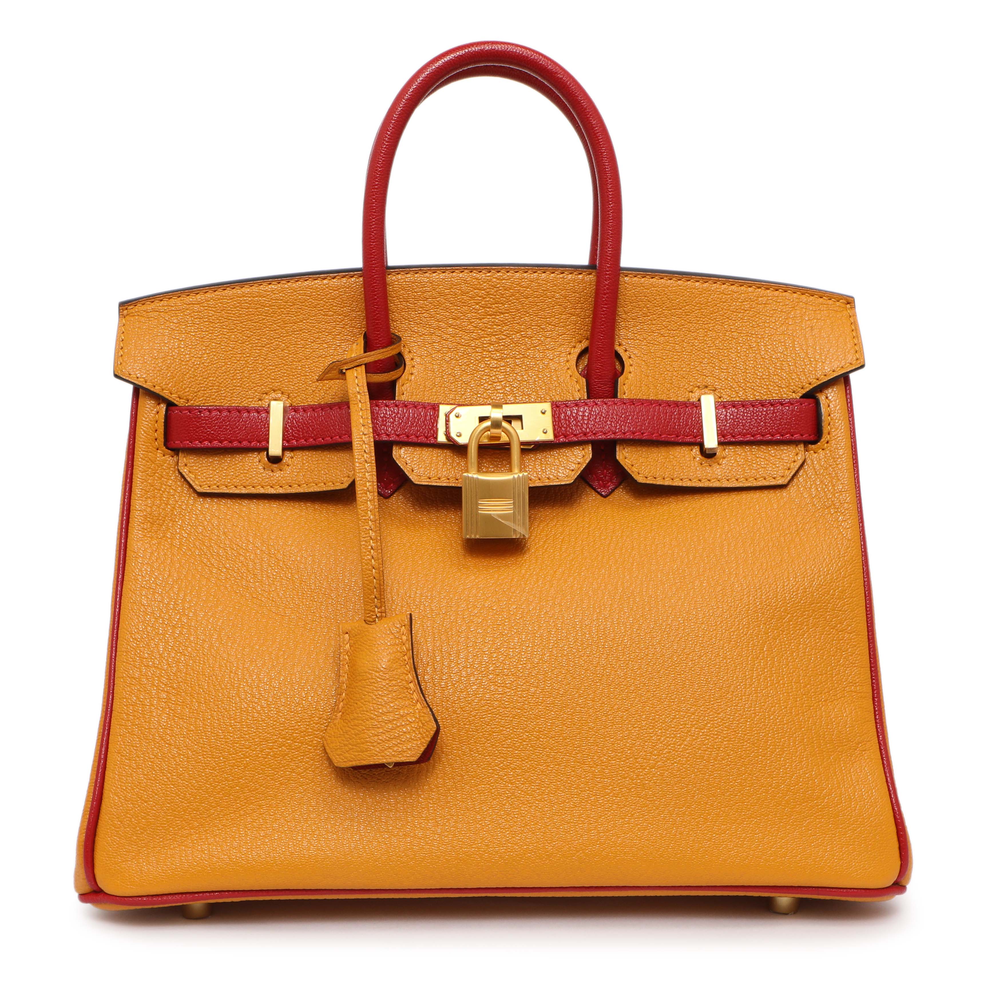 Hermes Jaune D'or Rouge Chevre Birkin 25 – Modaselle