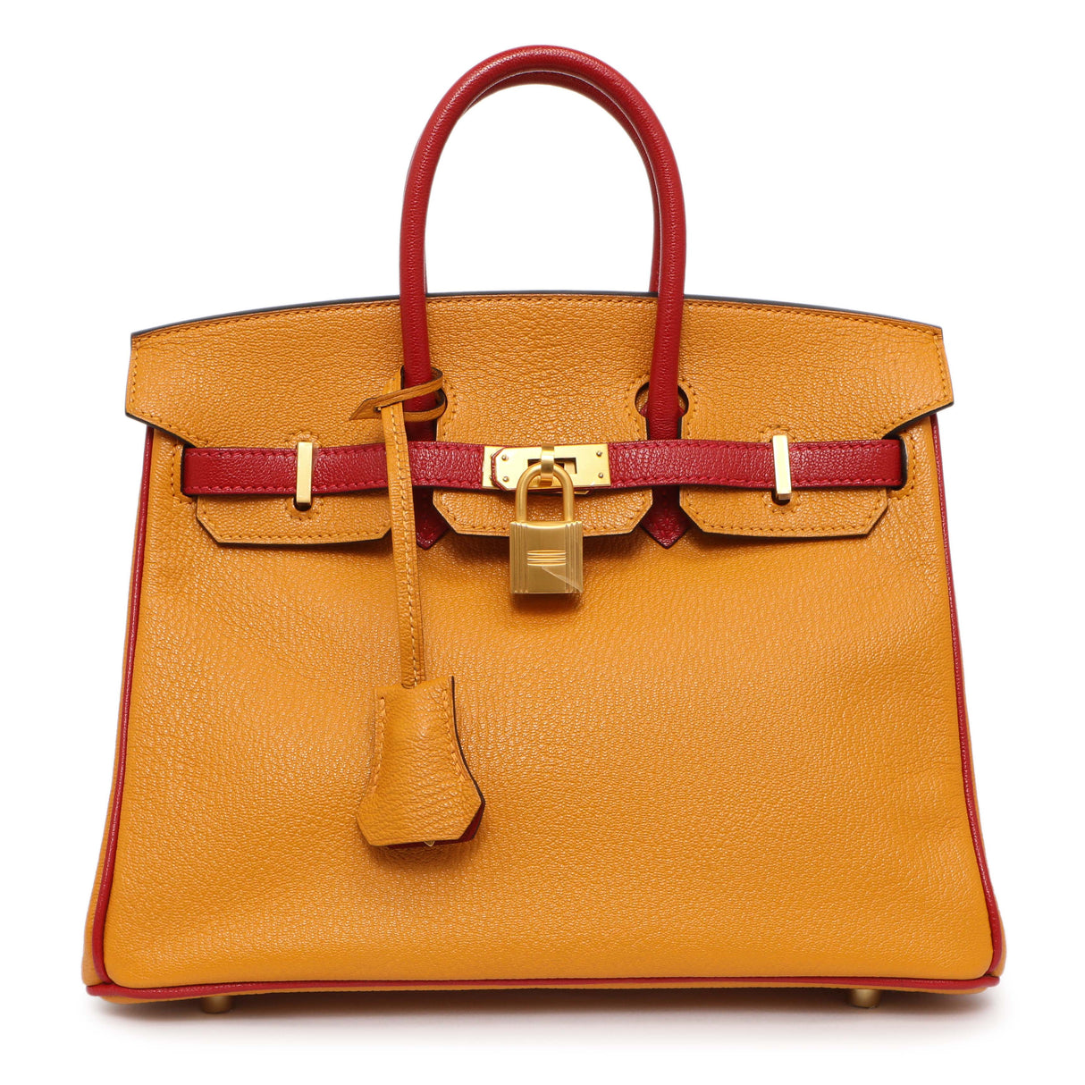 Hermes Jaune D'or Rouge Chevre Birkin 25 Handbags Hermes