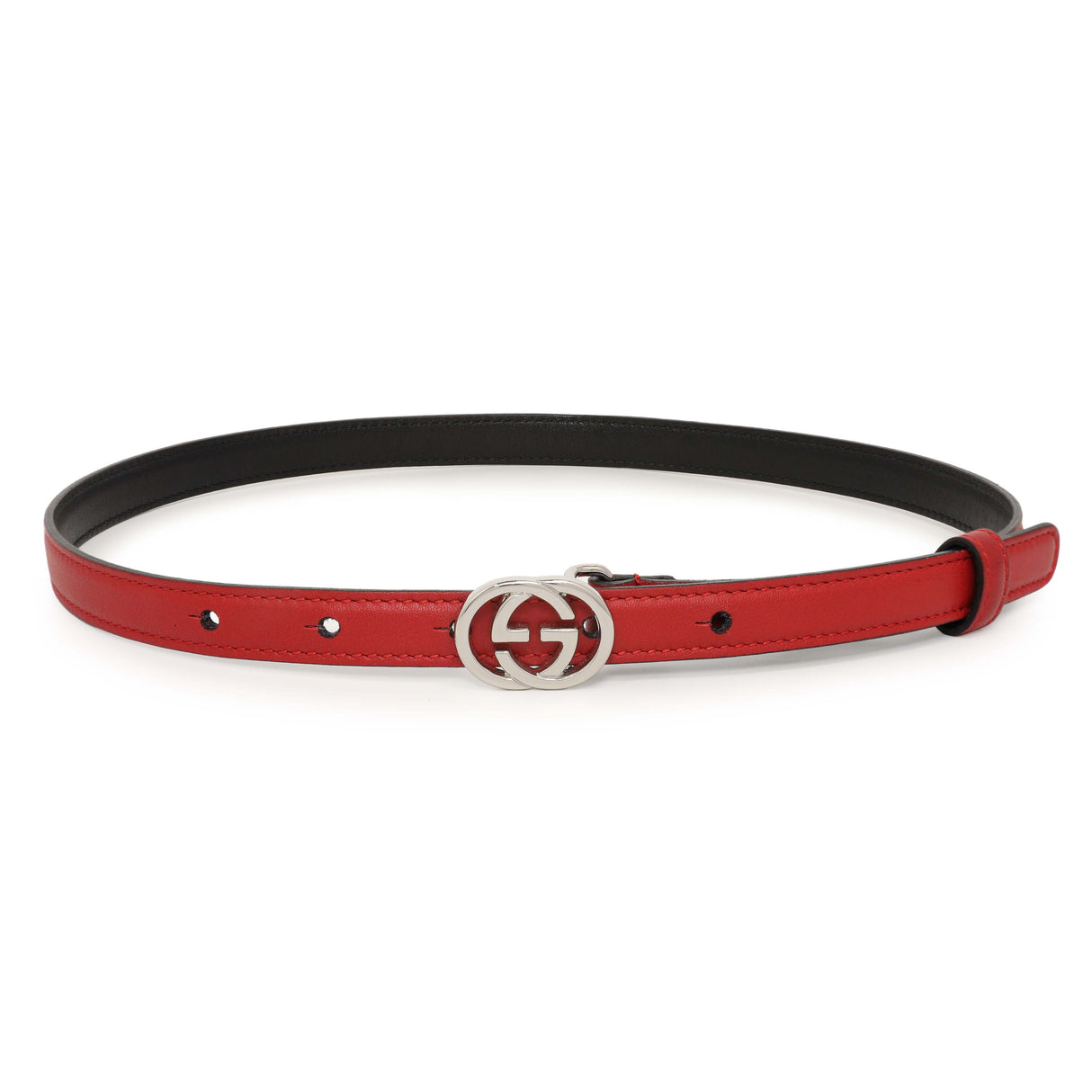Gucci Red Calfskin Interlocking G 15mm Belt Accessories Gucci