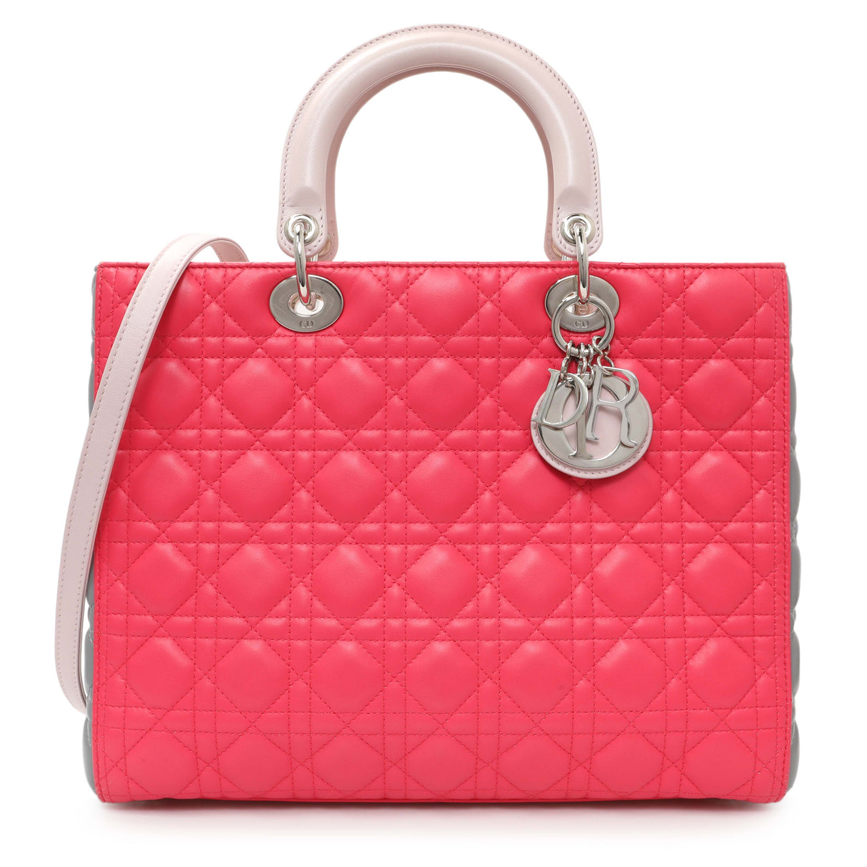 Christian Dior Lambskin Cannage Tri Color Large Lady Dior Handbags Christian Dior