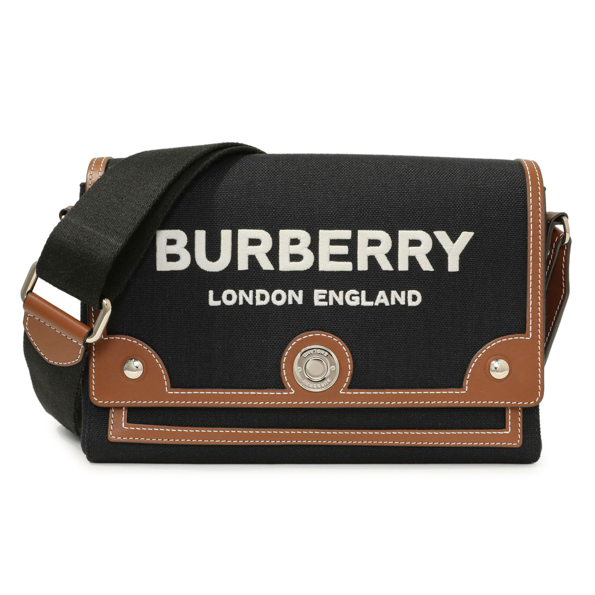Burberry Black Canvas Horseferry Note Crossbody Handbags Burberry