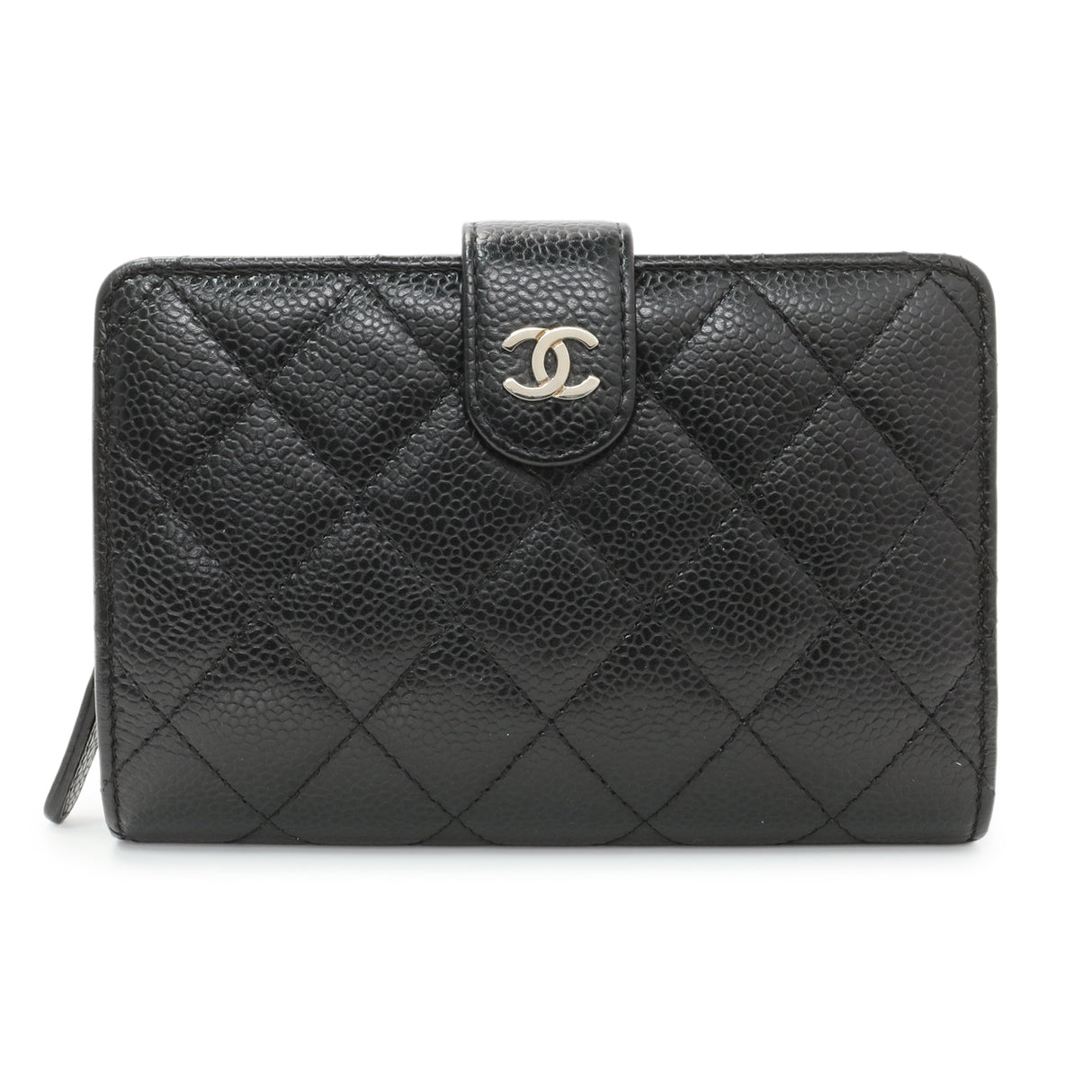 Chanel Black Caviar Quilted CC French Wallet Accessories Chanel