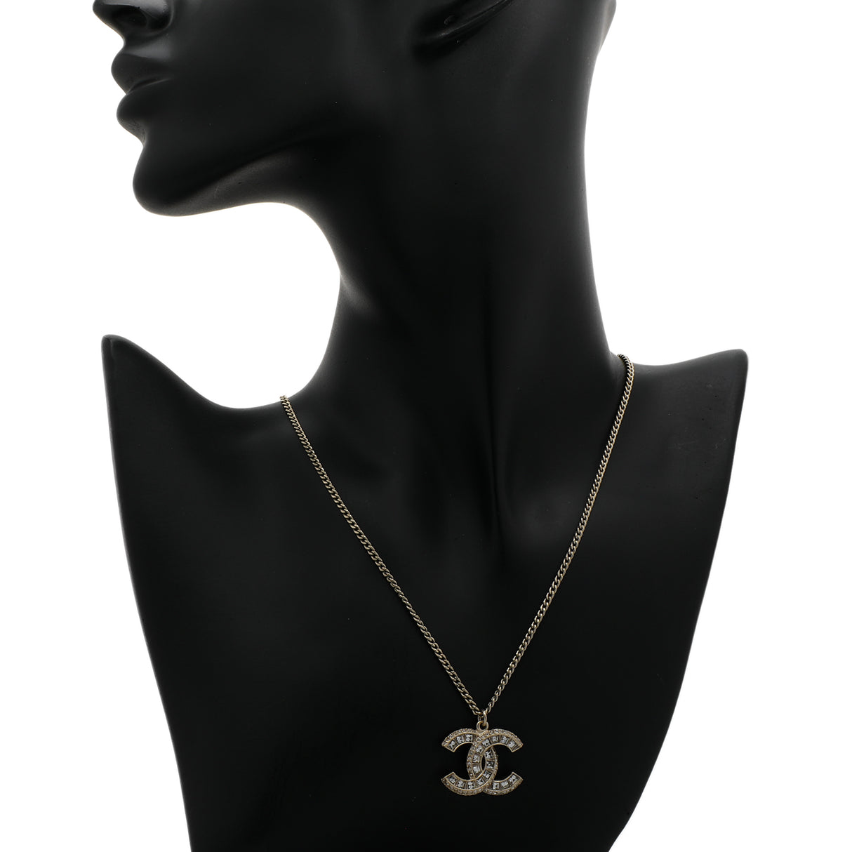 Chanel Gold Crystal CC Pendant Necklace Designer Jewellery Chanel