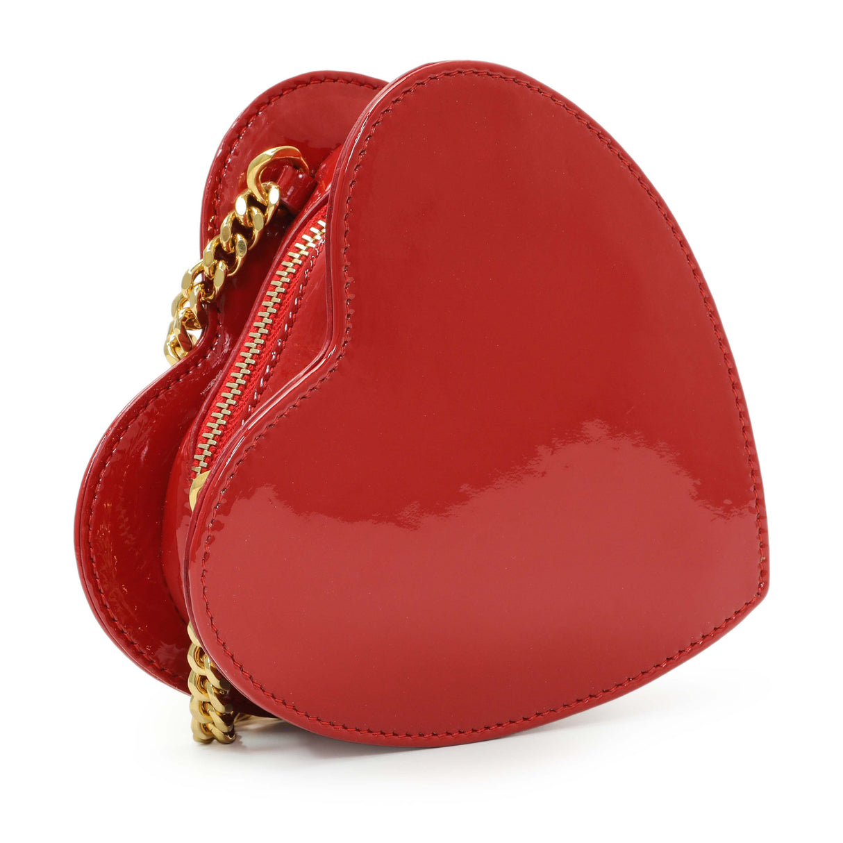 Saint Laurent Red Patent Mini Heart Chain Bag