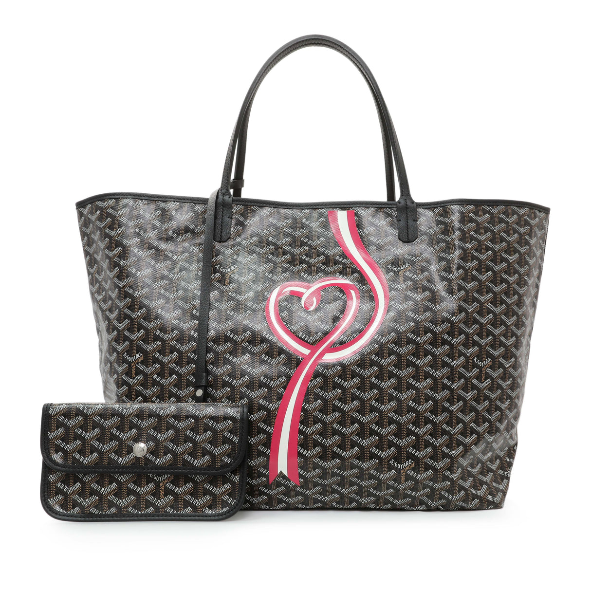 Goyard Black Goyardine Heart Print Saint Louis GM