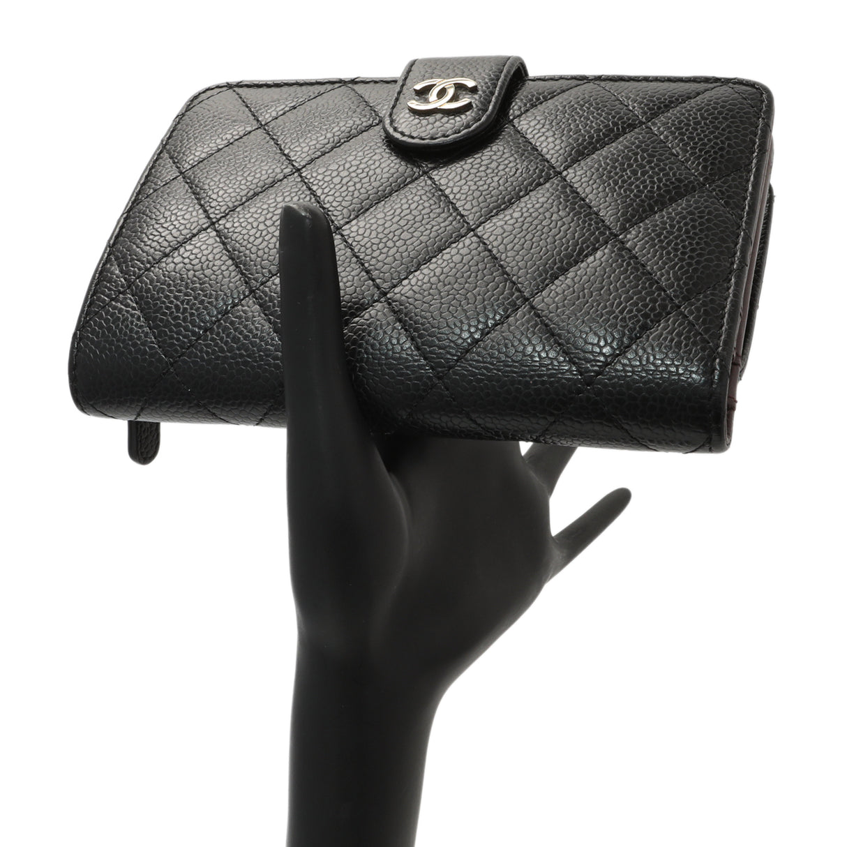 Chanel Black Caviar Quilted CC French Wallet Accessories Chanel