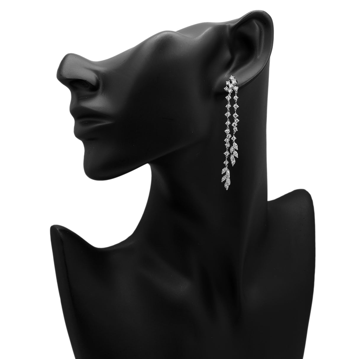 18K White Gold 3.88 Carat Riviere Diamond Earrings Fine Jewellery Modaselle