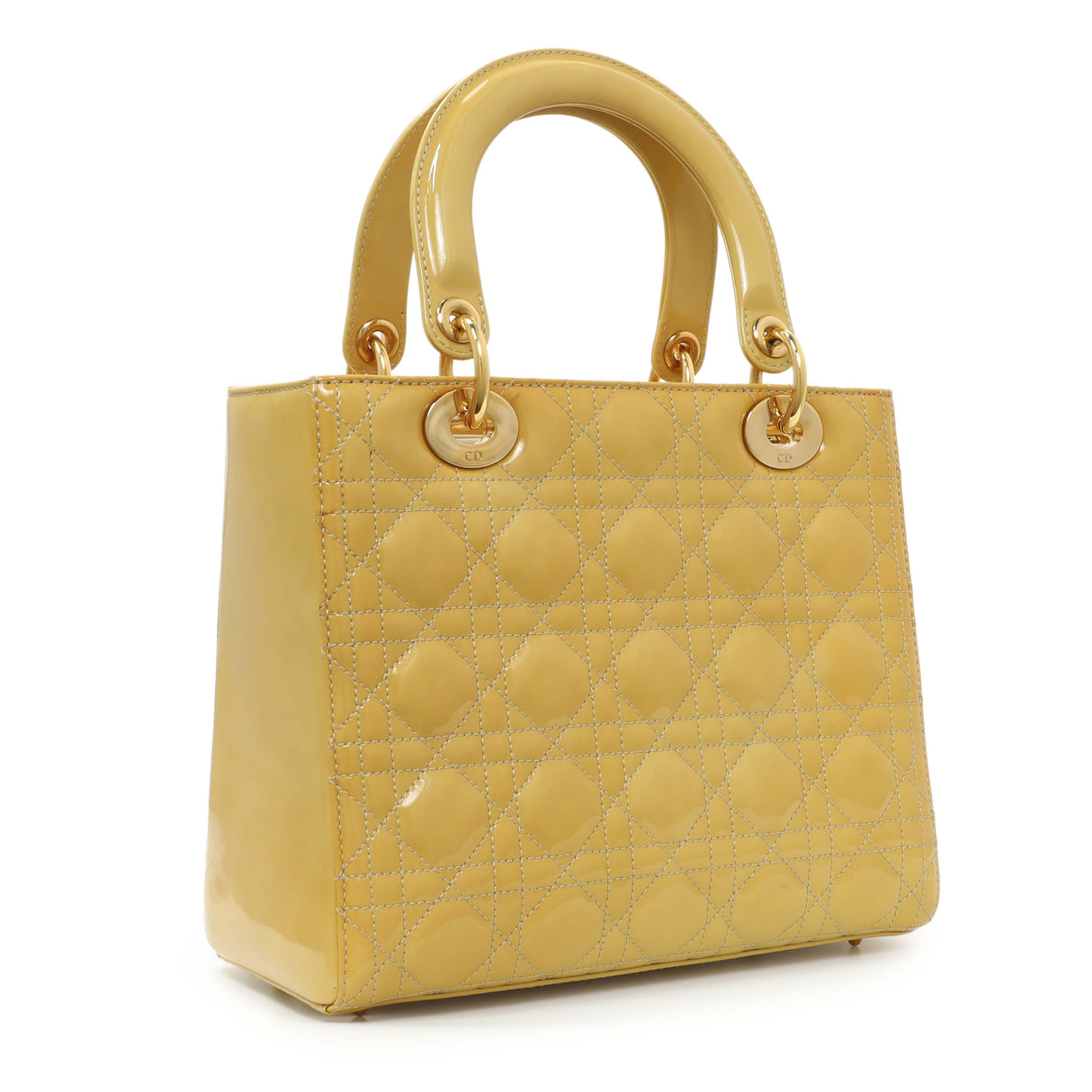 Christian Dior Beige Patent Cannage Medium Lady Dior Handbags Christian Dior