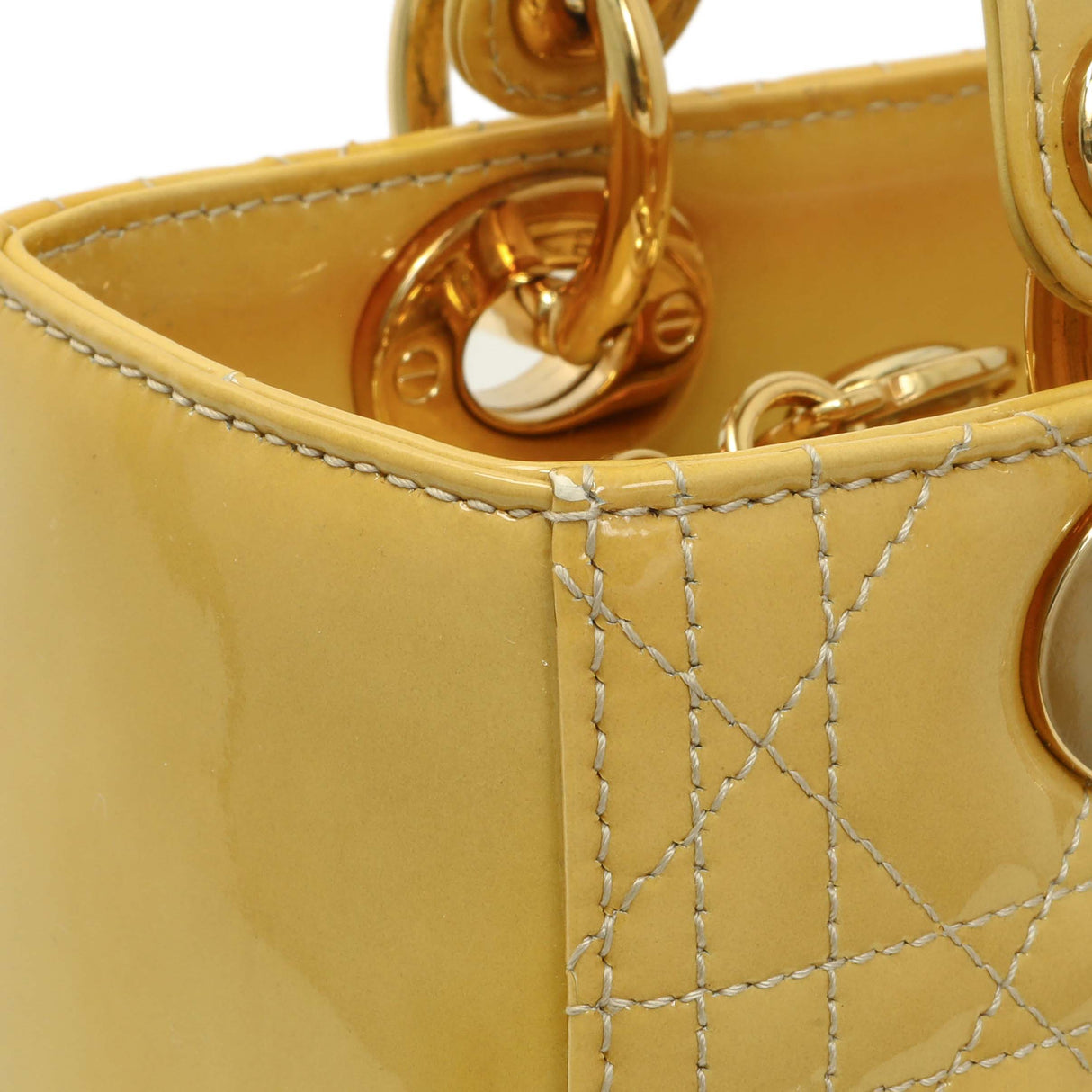 Christian Dior Beige Patent Cannage Medium Lady Dior Handbags Christian Dior