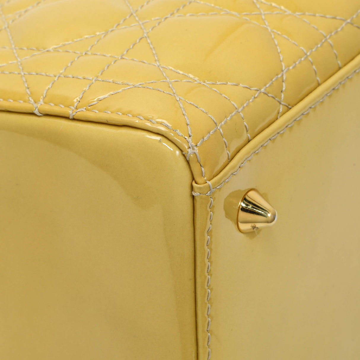 Christian Dior Beige Patent Cannage Medium Lady Dior Handbags Christian Dior