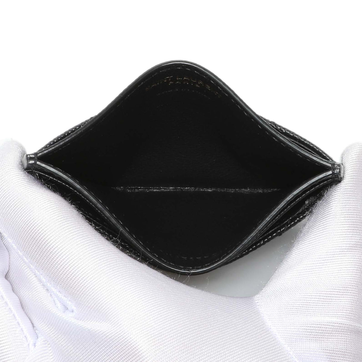 Saint Laurent Grain De Poudre Matelasse Chevron Monogram Card Case Accessories Saint Laurent