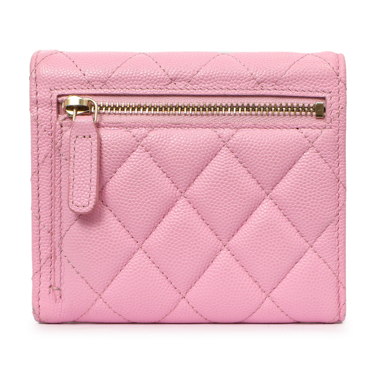 Chanel Pink Quilted Caviar Compact Flap Wallet Accessories Chanel