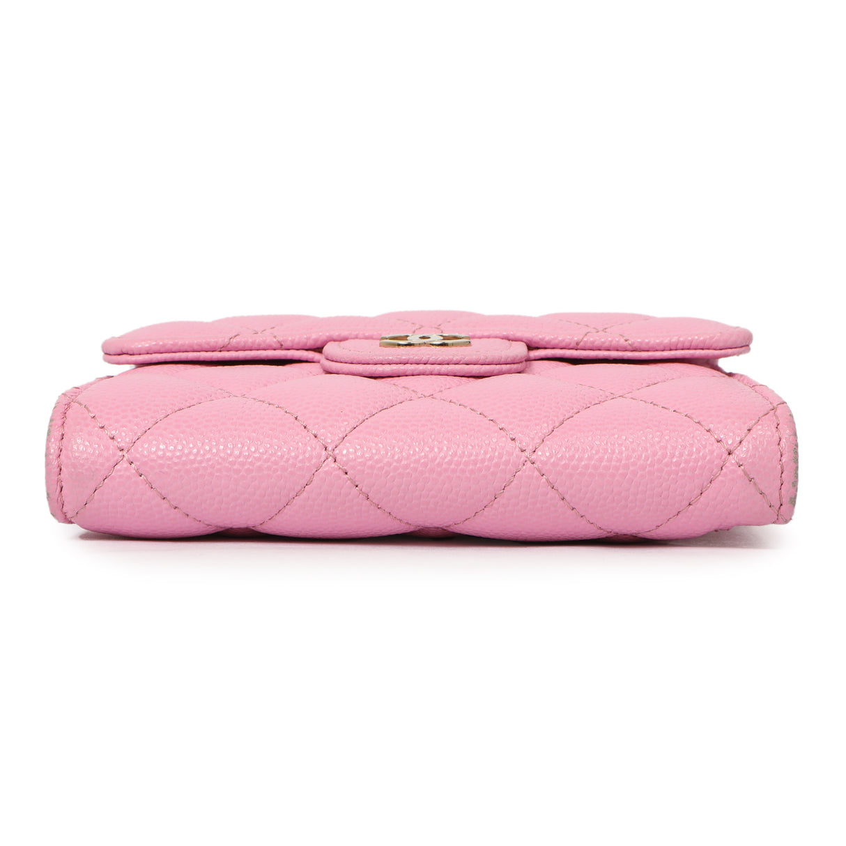Chanel Pink Quilted Caviar Compact Flap Wallet Accessories Chanel