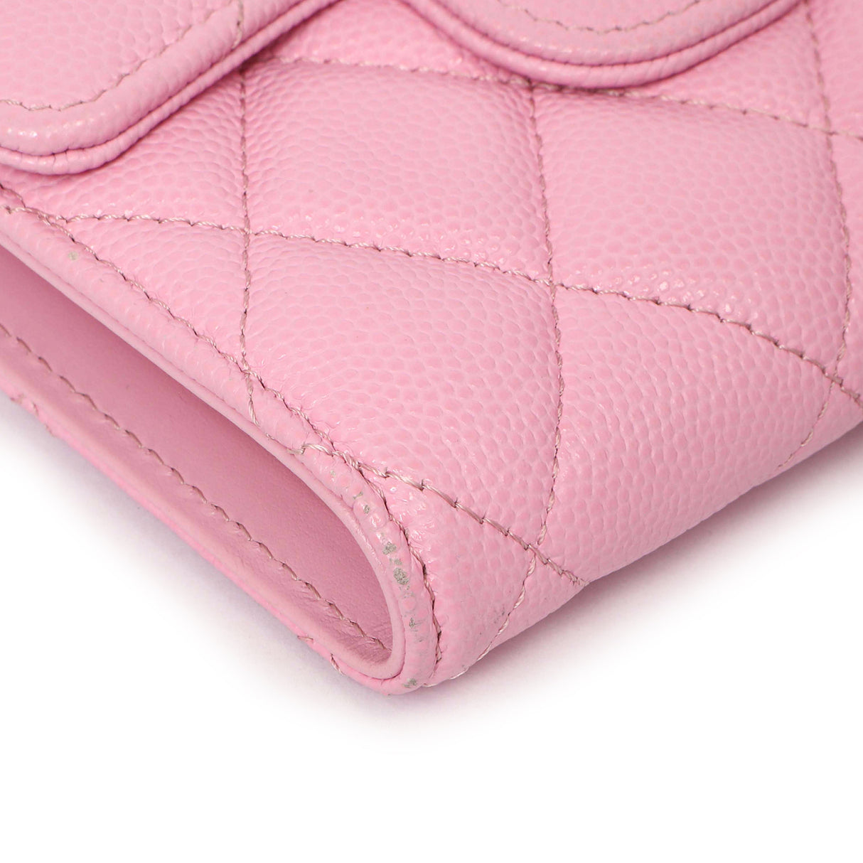 Chanel Pink Quilted Caviar Compact Flap Wallet Accessories Chanel