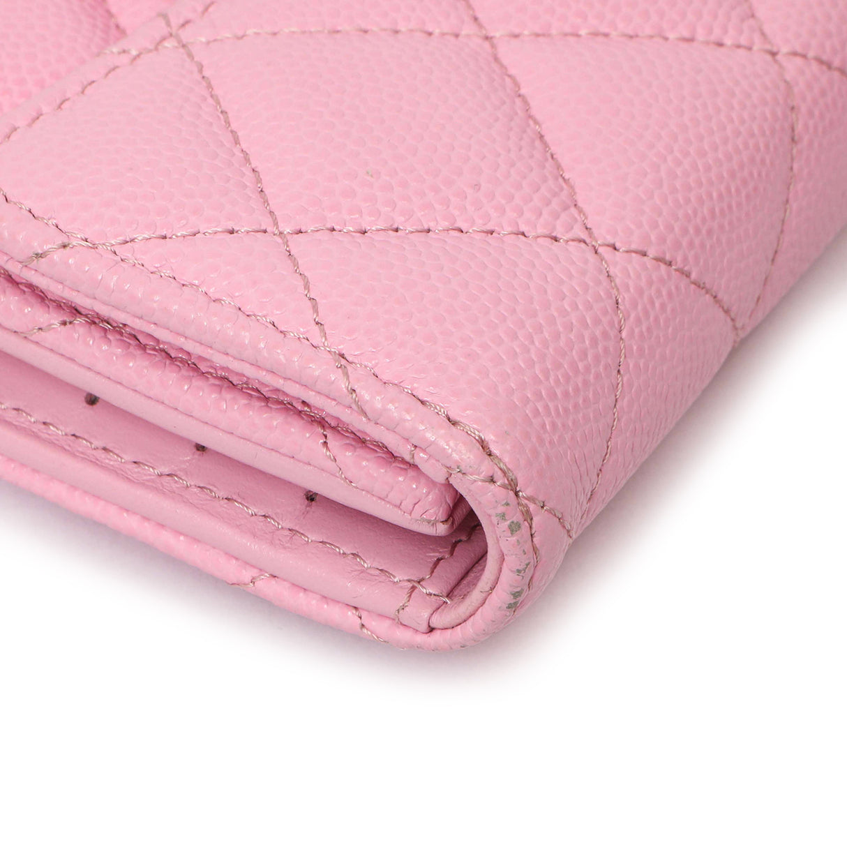 Chanel Pink Quilted Caviar Compact Flap Wallet Accessories Chanel