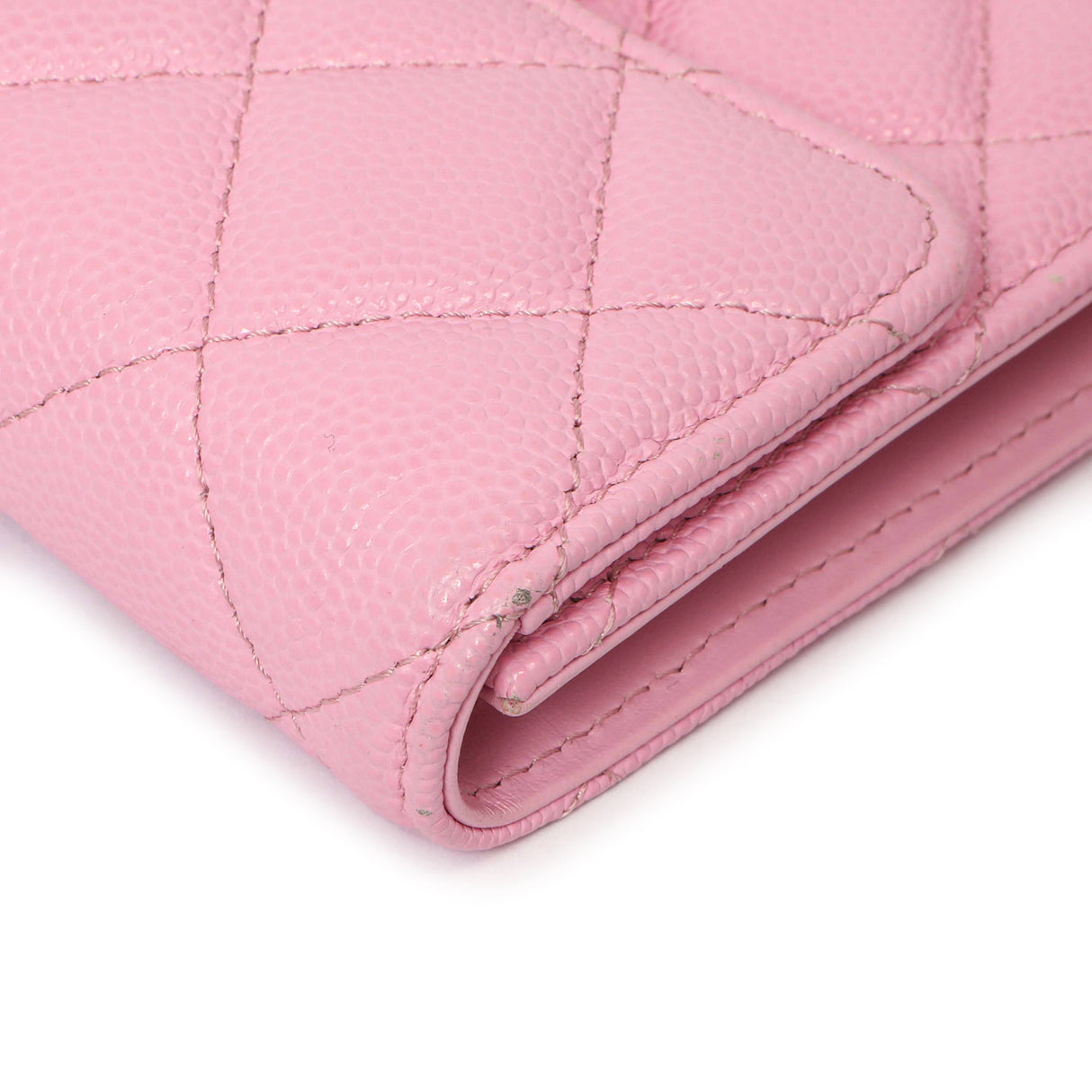 Chanel Pink Quilted Caviar Compact Flap Wallet Accessories Chanel