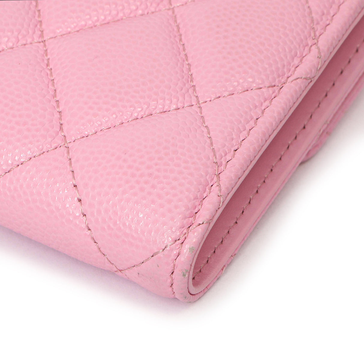 Chanel Pink Quilted Caviar Compact Flap Wallet Accessories Chanel