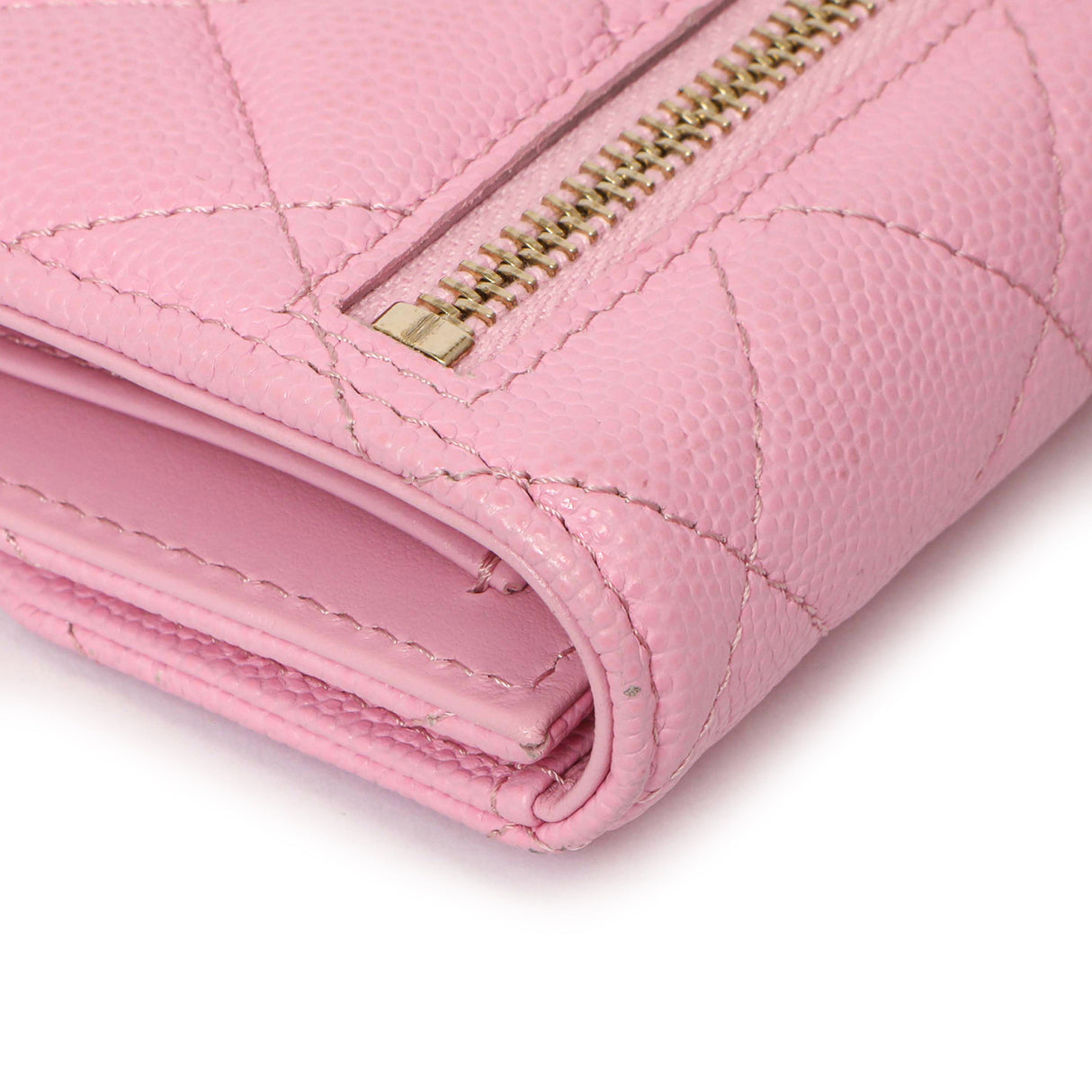 Chanel Pink Quilted Caviar Compact Flap Wallet Accessories Chanel