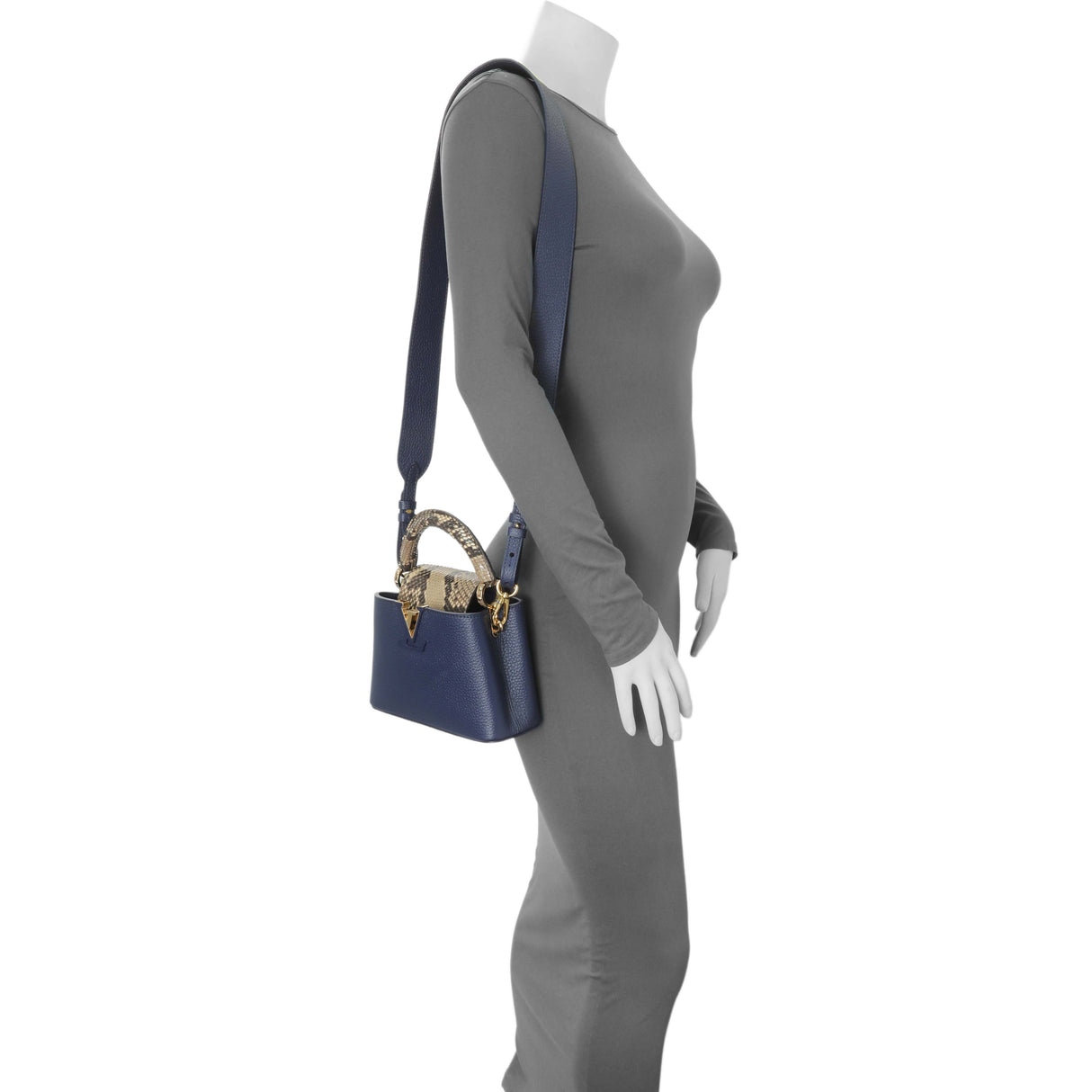 Louis Vuitton Blue Taurillon Python Mini Capucines Handbags Louis Vuitton