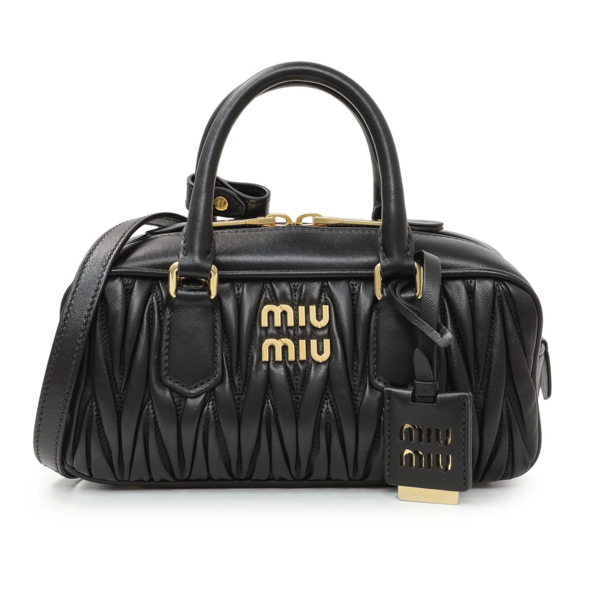 Miu Miu Black Nappa Leather Arcadie Matelasse Bag Handbags Miu Miu