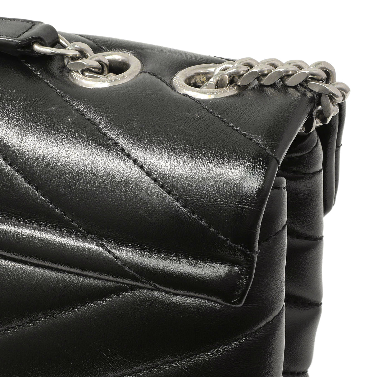Saint Laurent Black Calfskin Y Quilted Monogram Medium Loulou Chain Satchel Handbags Saint Laurent