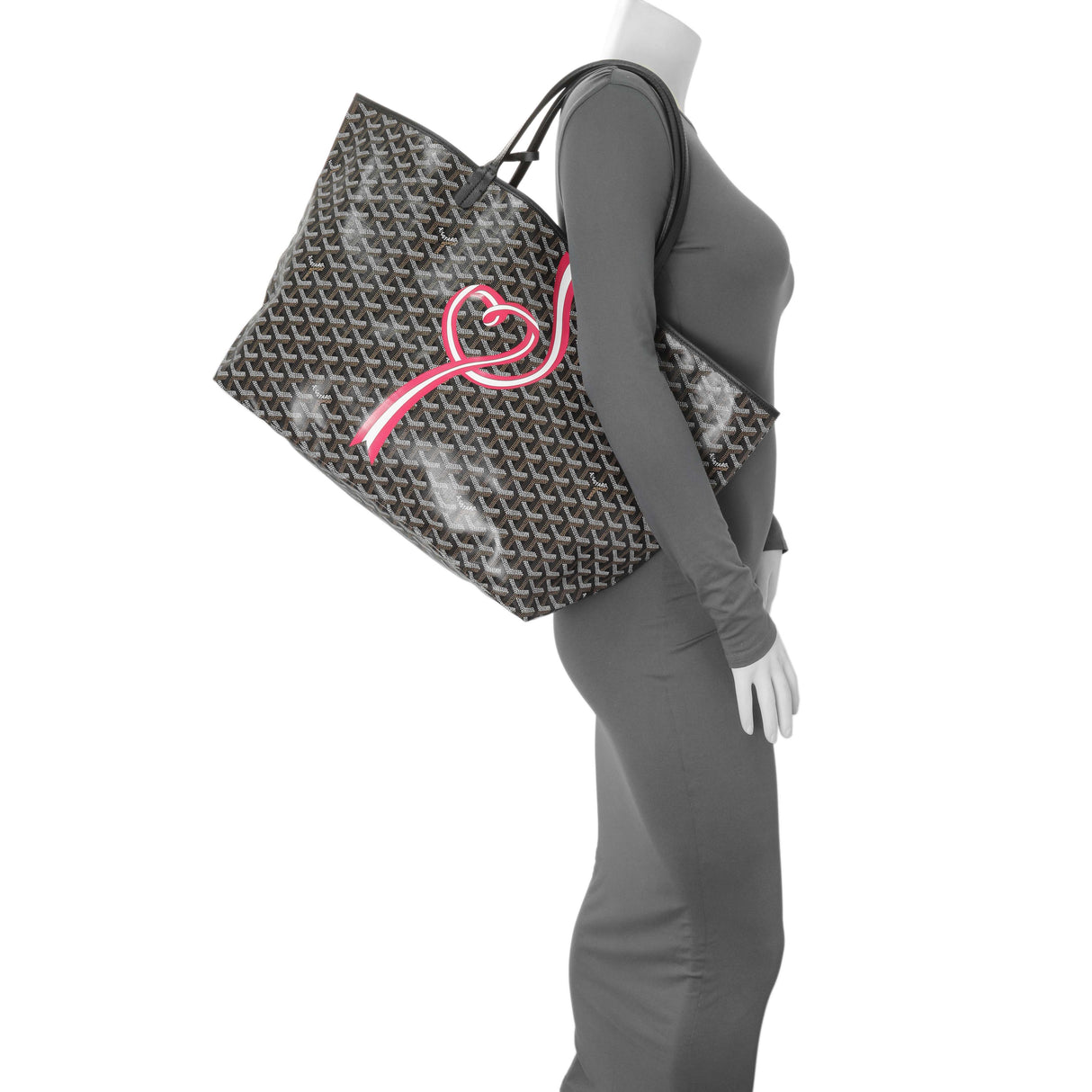 Goyard Black Goyardine Heart Print Saint Louis GM