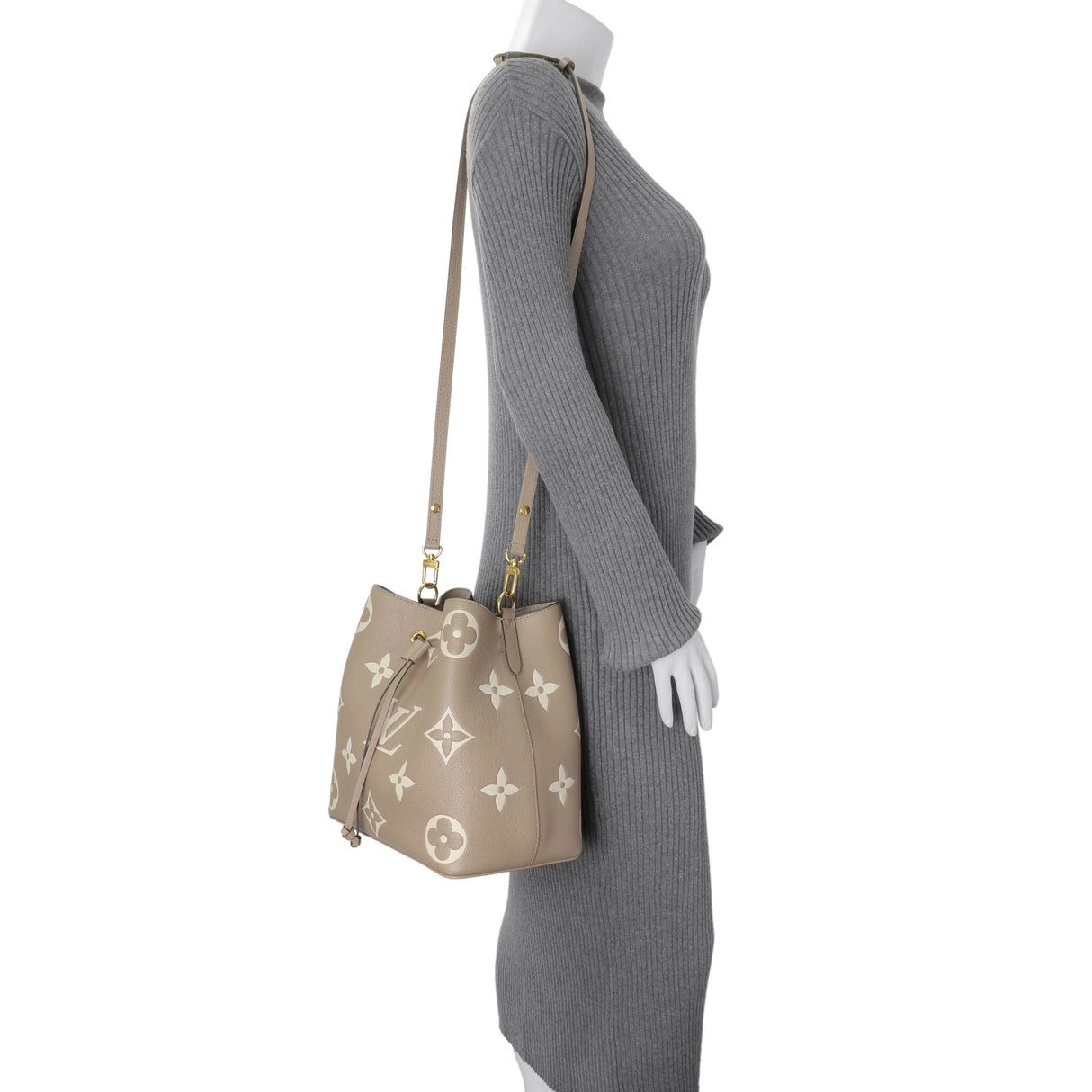 Louis Vuitton Tourterelle Creme Empreinte Monogram Giant NeoNoe MM Handbags Louis Vuitton